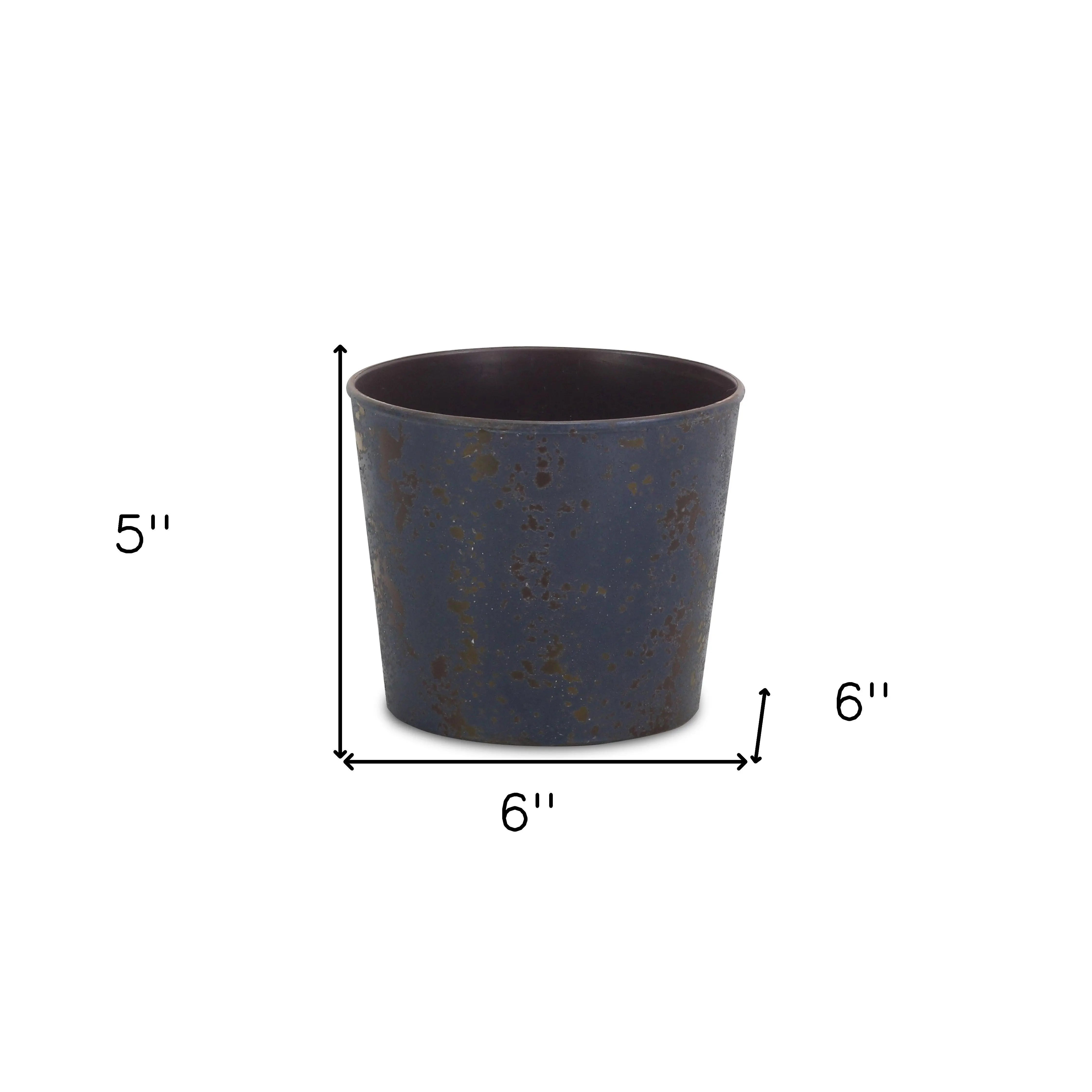 6" Blue Recycled Plastic Indoor Outdoor Round Pot Planter Homeroots Outdoor