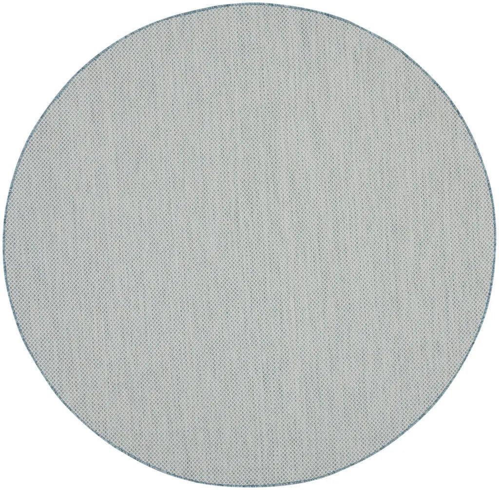 6' Blue Round Geometric Power Loom Area Rug Homeroots Outdoor