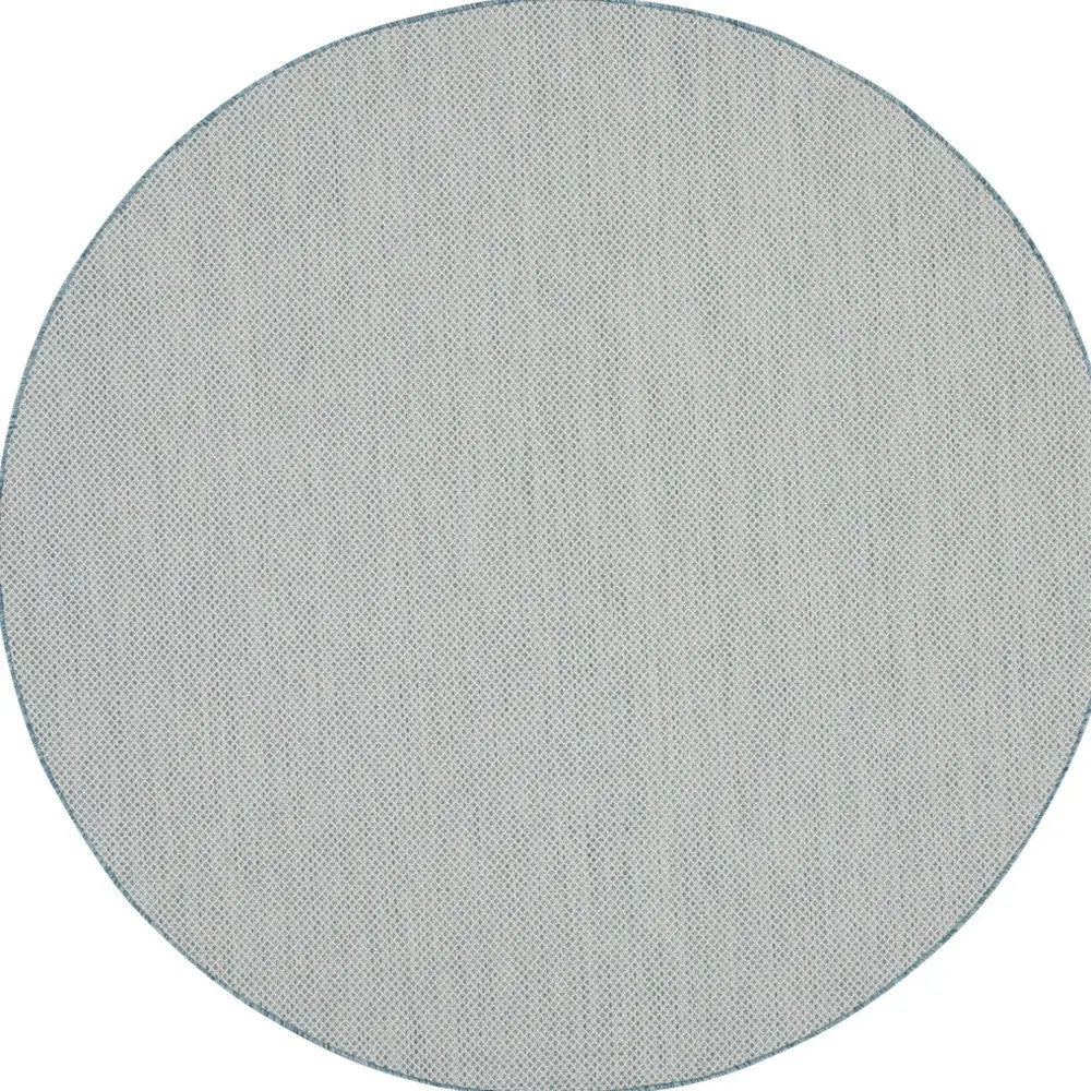 6' Blue Round Geometric Power Loom Area Rug Homeroots Outdoor