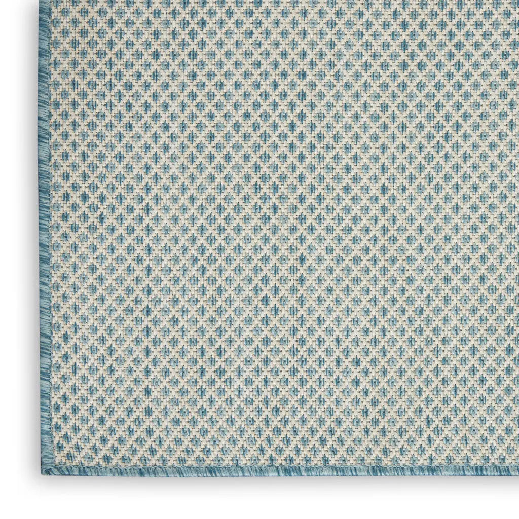 6' Blue Square Geometric Power Loom Area Rug Homeroots Outdoor
