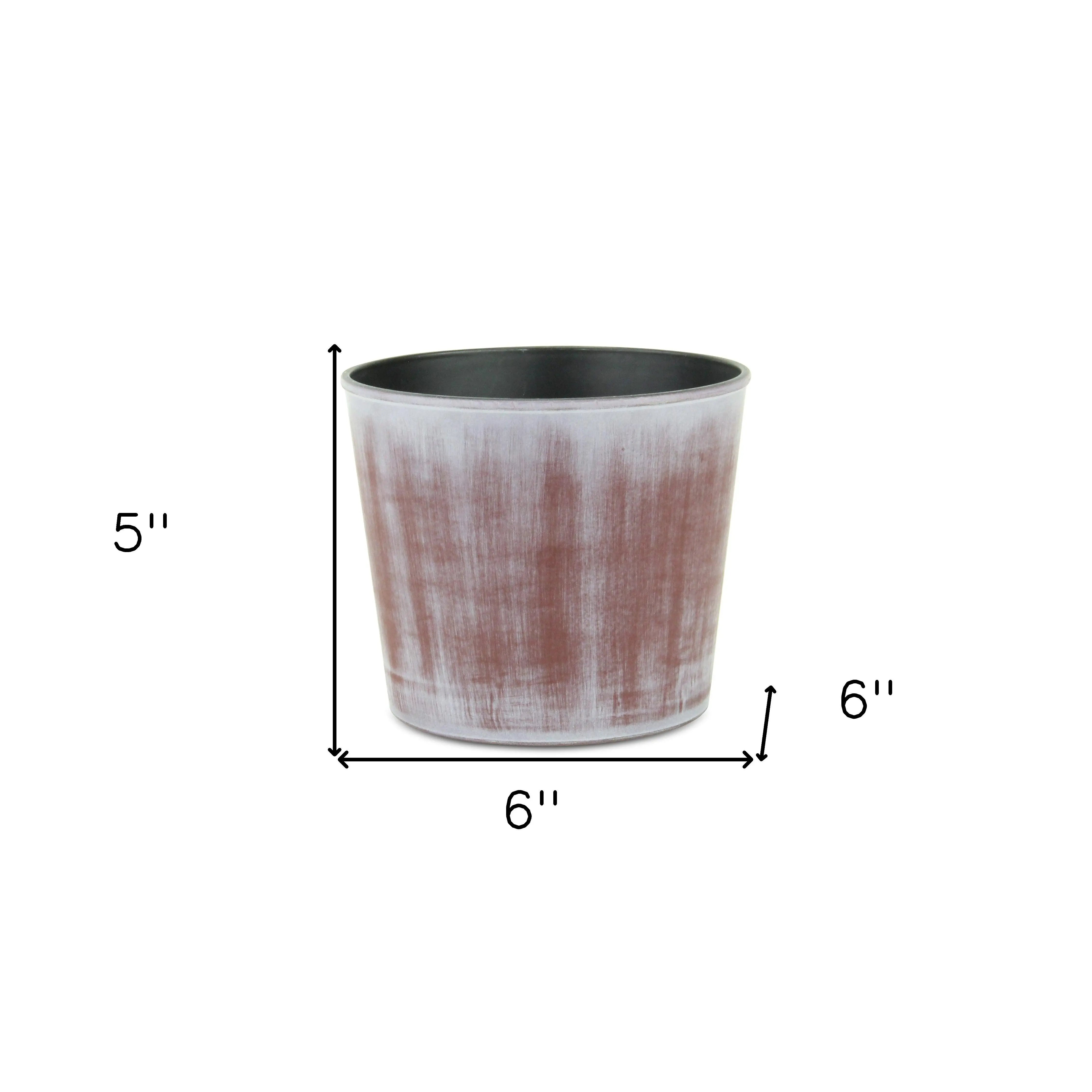 6" Brown and Ivory Textural Tone On Tone Recycled Plastic Indoor Outdoor Round Pot Planter Homeroots Outdoor