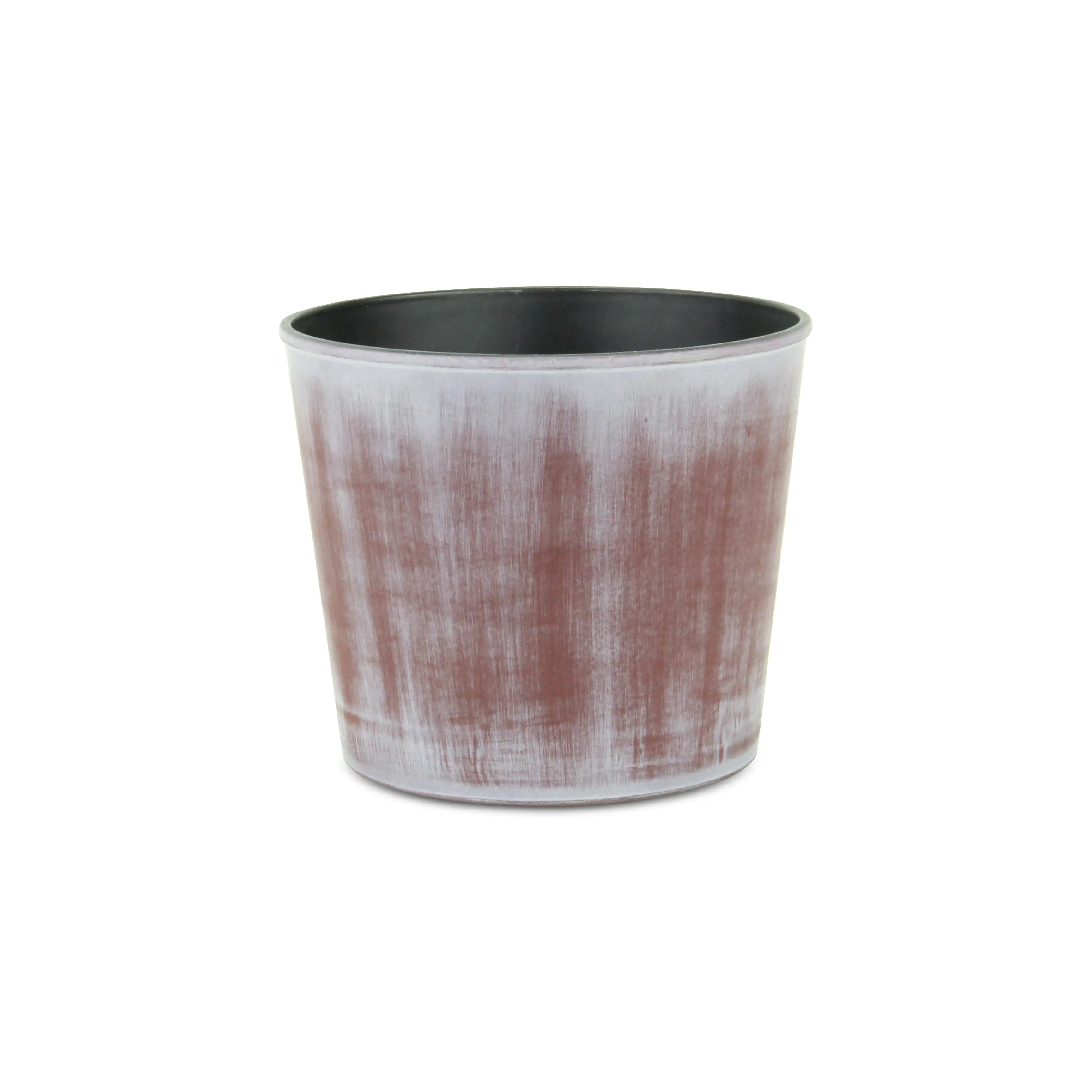 6" Brown and Ivory Textural Tone On Tone Recycled Plastic Indoor Outdoor Round Pot Planter Homeroots Outdoor