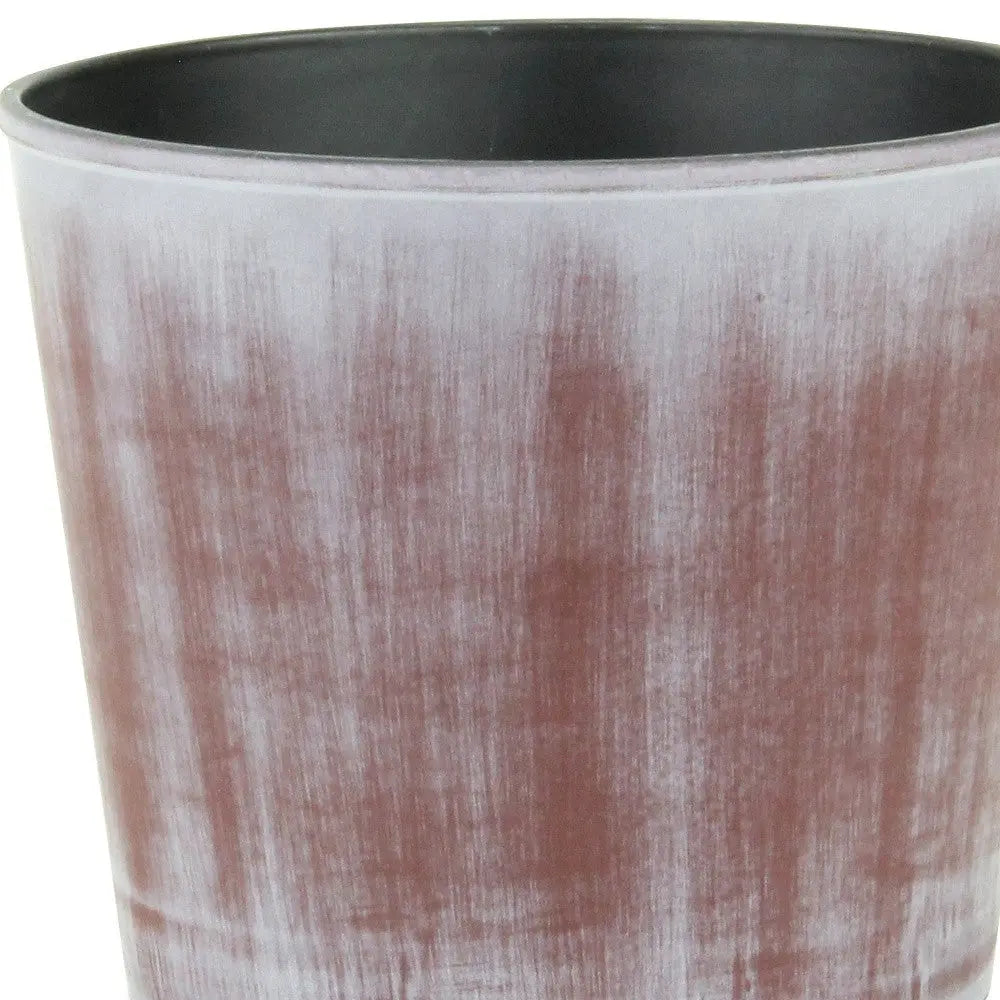 6" Brown and Ivory Textural Tone On Tone Recycled Plastic Indoor Outdoor Round Pot Planter Homeroots Outdoor