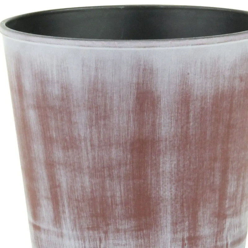 6" Brown and Ivory Textural Tone On Tone Recycled Plastic Indoor Outdoor Round Pot Planter Homeroots Outdoor