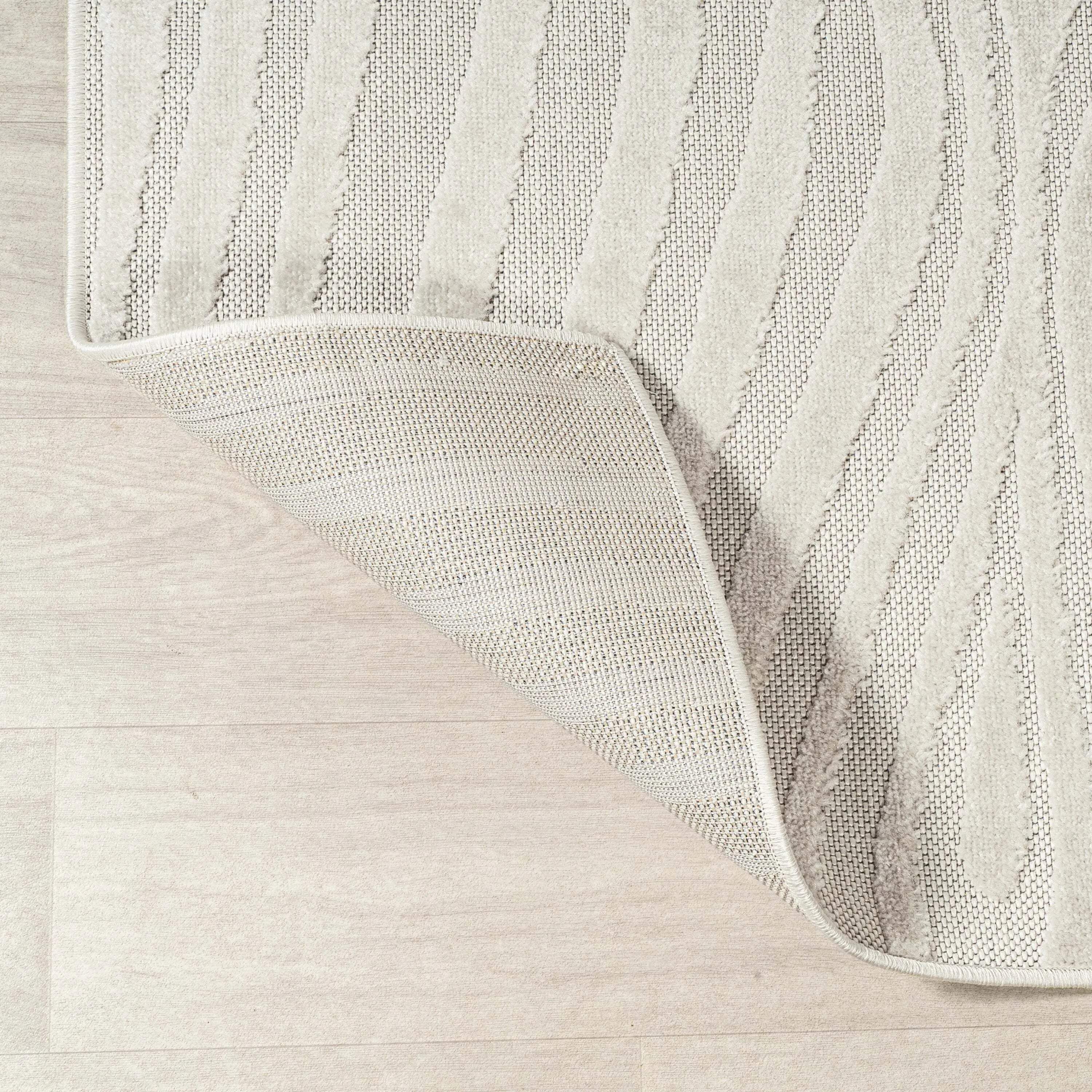 6' Cream And Ivory Square Abstract Indoor Outdoor Area Rug Homeroots Outdoor