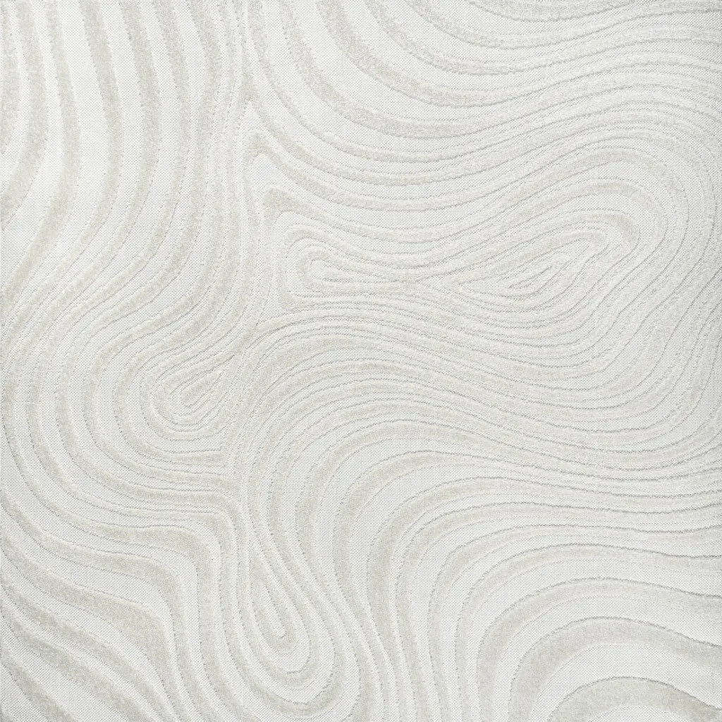 6' Cream And Ivory Square Abstract Indoor Outdoor Area Rug Homeroots Outdoor
