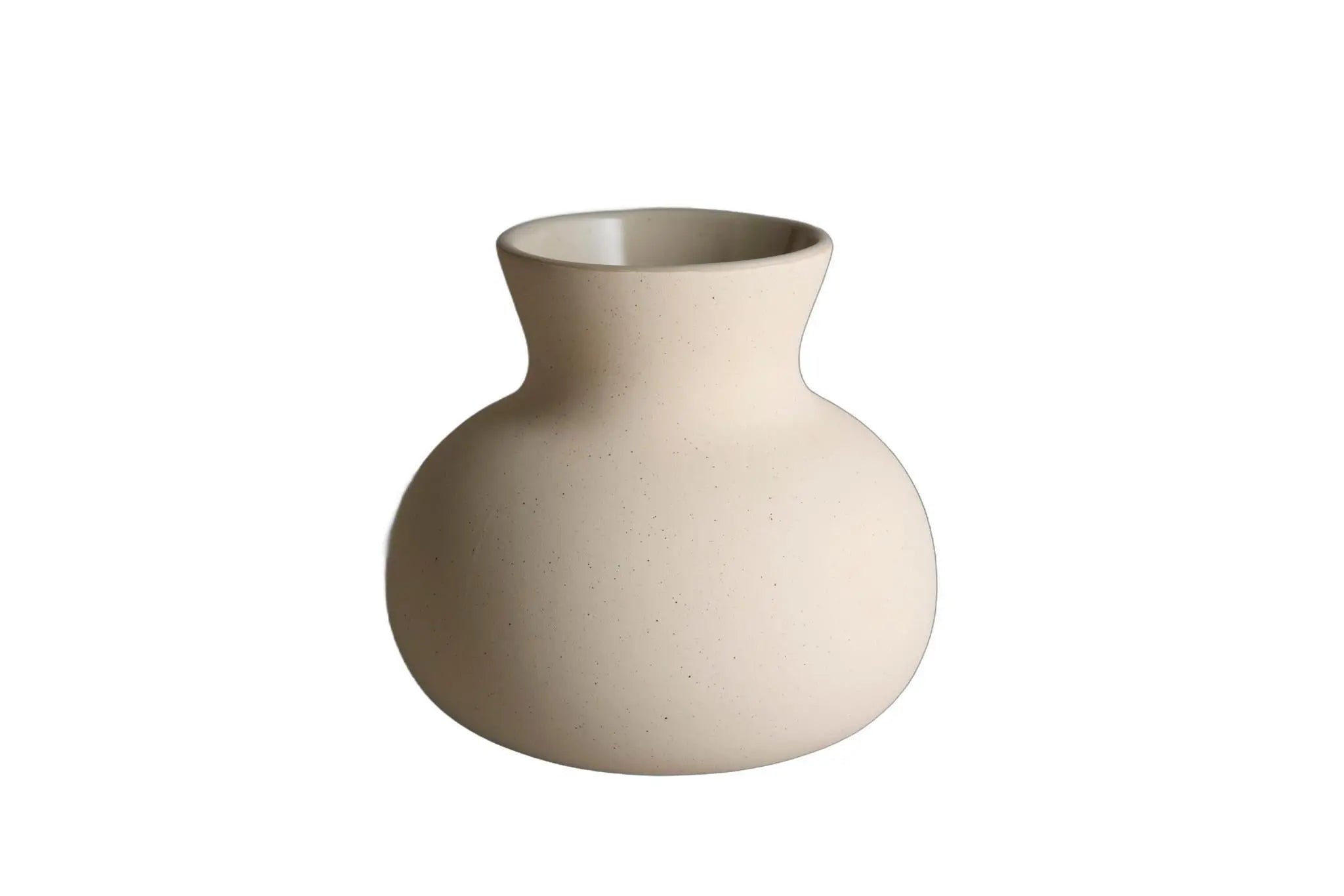 6" Cream Ceramic Round Table Vase With Sculptural Details Homeroots Home Decor