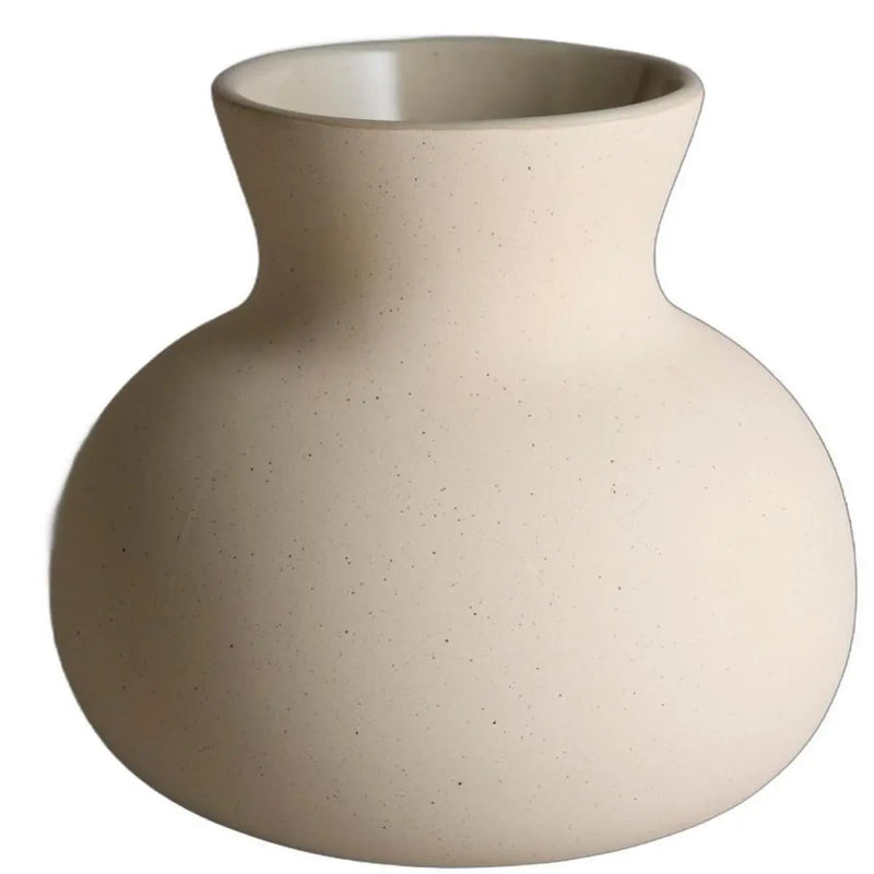 6" Cream Ceramic Round Table Vase With Sculptural Details Homeroots Home Decor