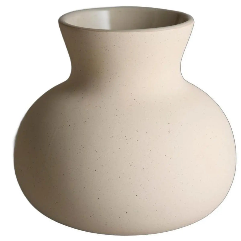 6" Cream Ceramic Round Table Vase With Sculptural Details Homeroots Home Decor
