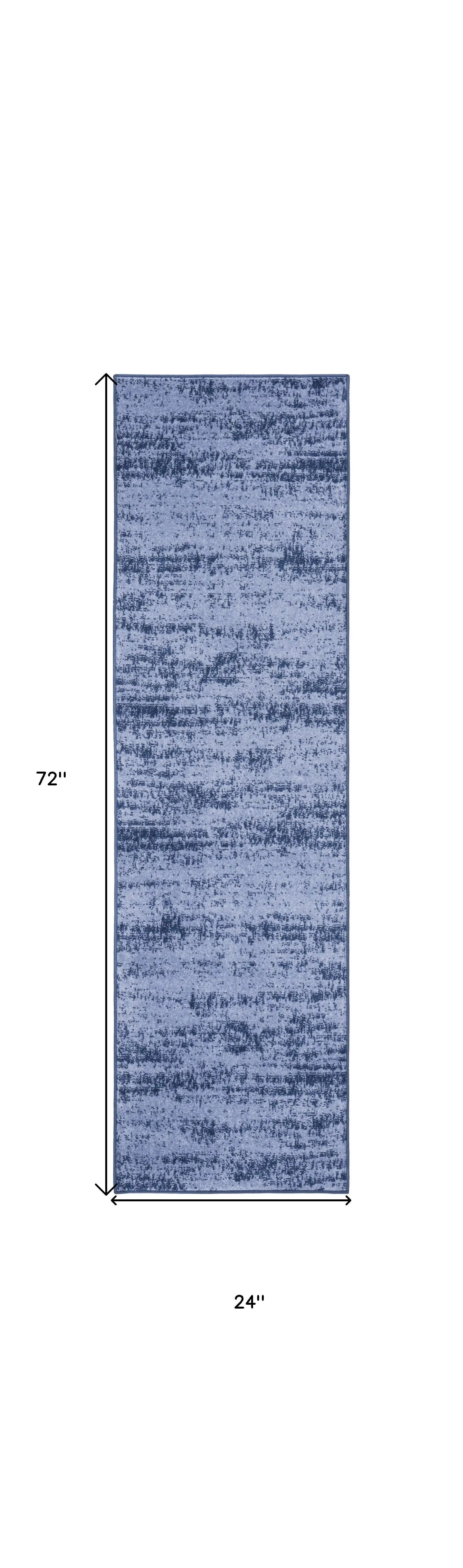 6' Denim Blue And Navy Blue Abstract Indoor Outdoor Runner Rug Homeroots Outdoor