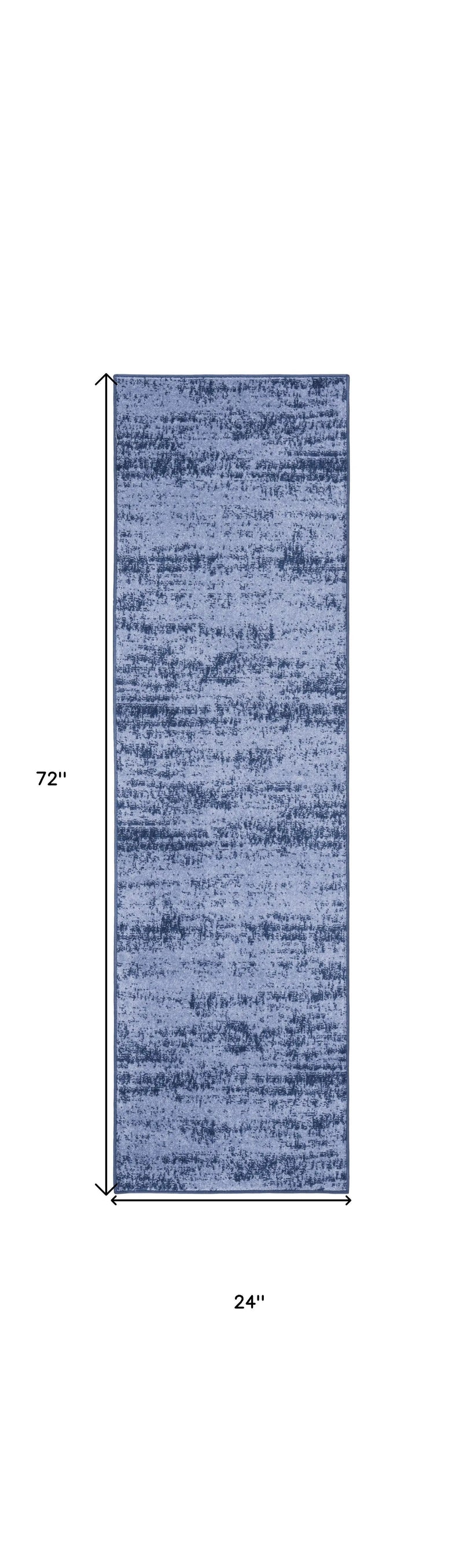 6' Denim Blue And Navy Blue Abstract Indoor Outdoor Runner Rug Homeroots Outdoor