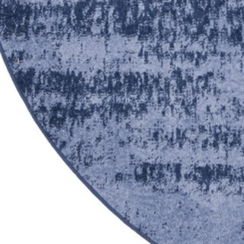 6' Denim Blue And Navy Blue Round Abstract Indoor Outdoor Area Rug Homeroots Outdoor