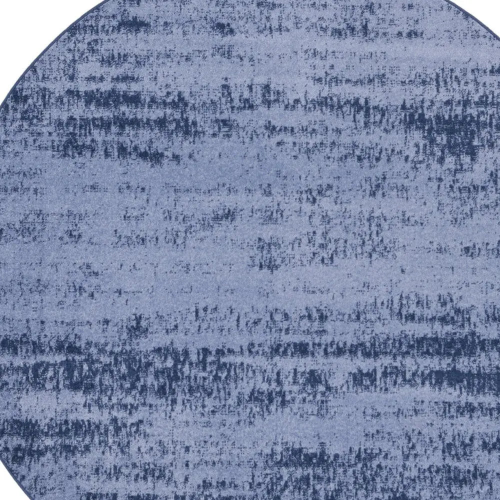 6' Denim Blue And Navy Blue Round Abstract Indoor Outdoor Area Rug Homeroots Outdoor