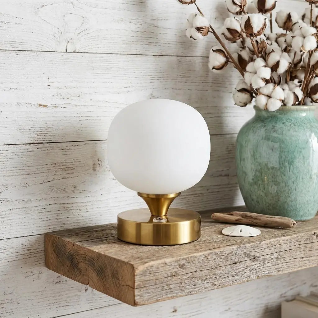 6" Gold Novelty USB Table Lamp With Globe Shade Homeroots Lighting