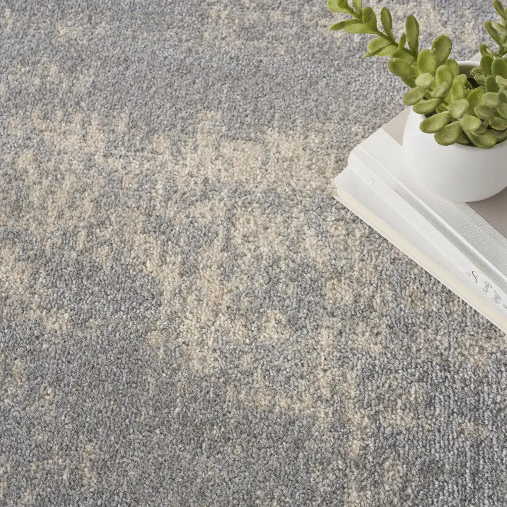 6' Gray And Beige Round Abstract Indoor Outdoor Area Rug Homeroots Outdoor