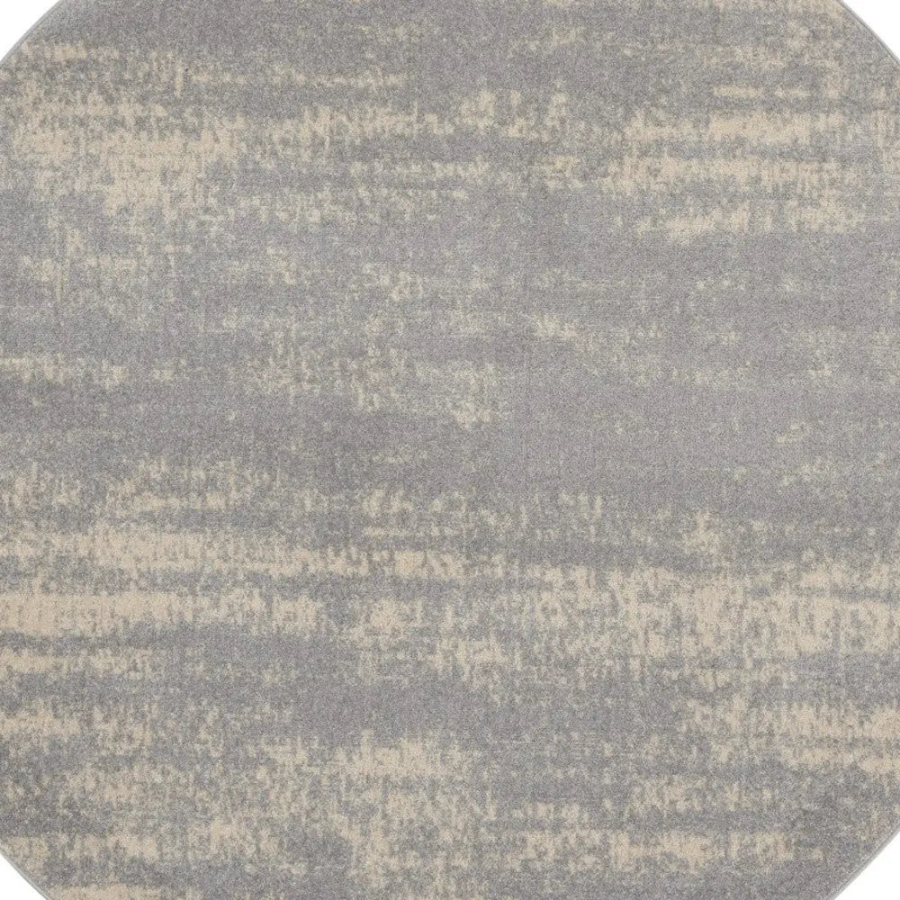 6' Gray And Beige Round Abstract Indoor Outdoor Area Rug Homeroots Outdoor
