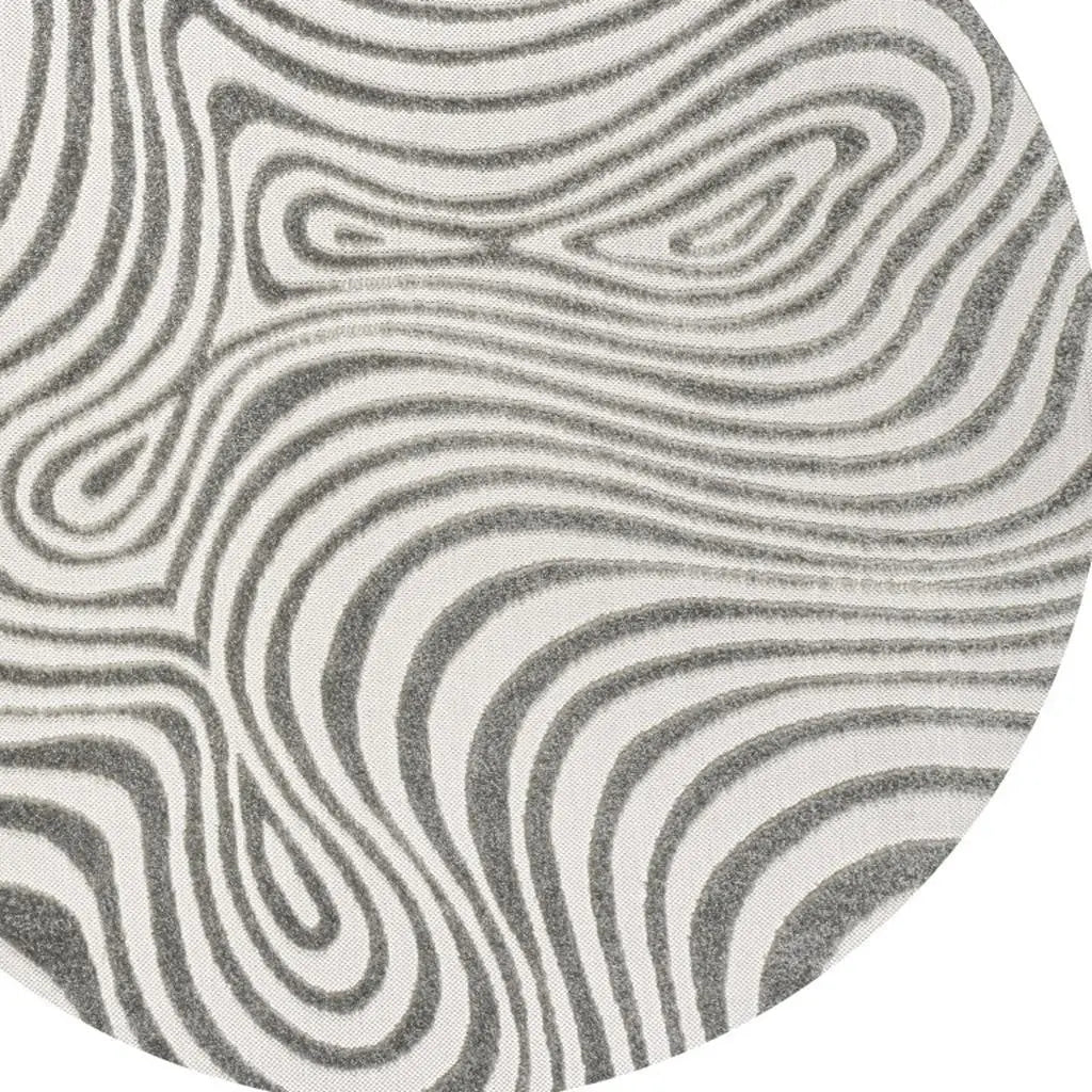 6' Gray And Ivory Round Abstract Indoor Outdoor Area Rug Homeroots Outdoor