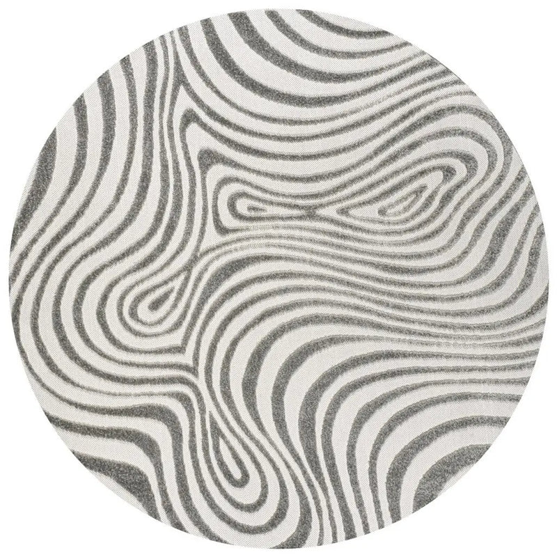 6' Gray And Ivory Round Abstract Indoor Outdoor Area Rug Homeroots Outdoor
