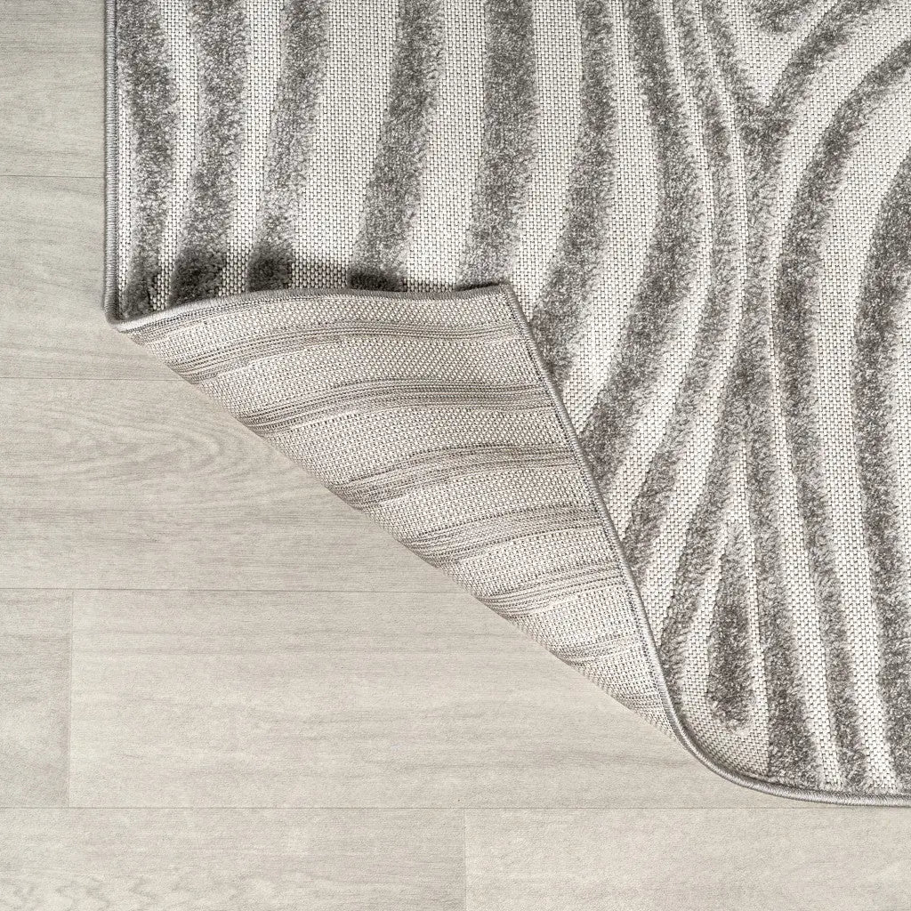 6' Gray And Ivory Round Abstract Indoor Outdoor Area Rug Homeroots Outdoor