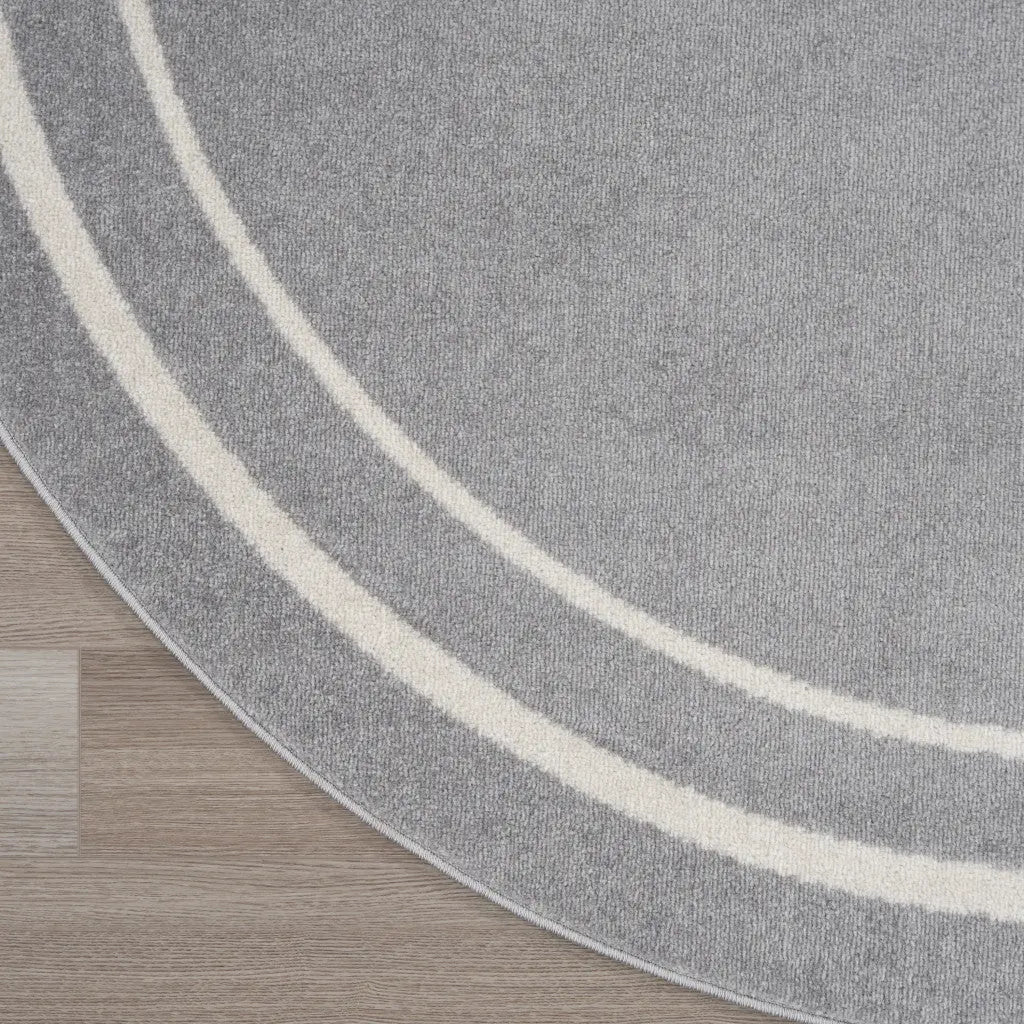 6' Gray And Ivory Round Indoor Outdoor Area Rug Homeroots Outdoor