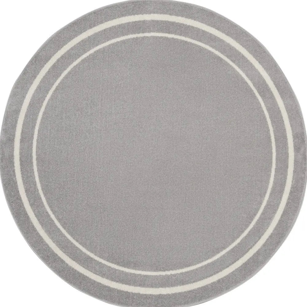 6' Gray And Ivory Round Indoor Outdoor Area Rug Homeroots Outdoor