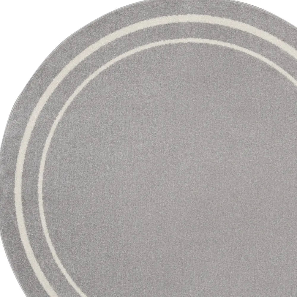 6' Gray And Ivory Round Indoor Outdoor Area Rug Homeroots Outdoor