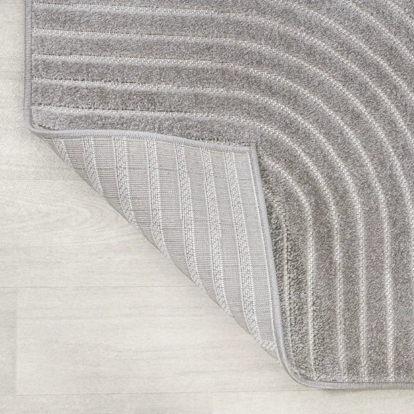 6' Gray And Ivory Square Striped Indoor Outdoor Area Rug Homeroots Outdoor