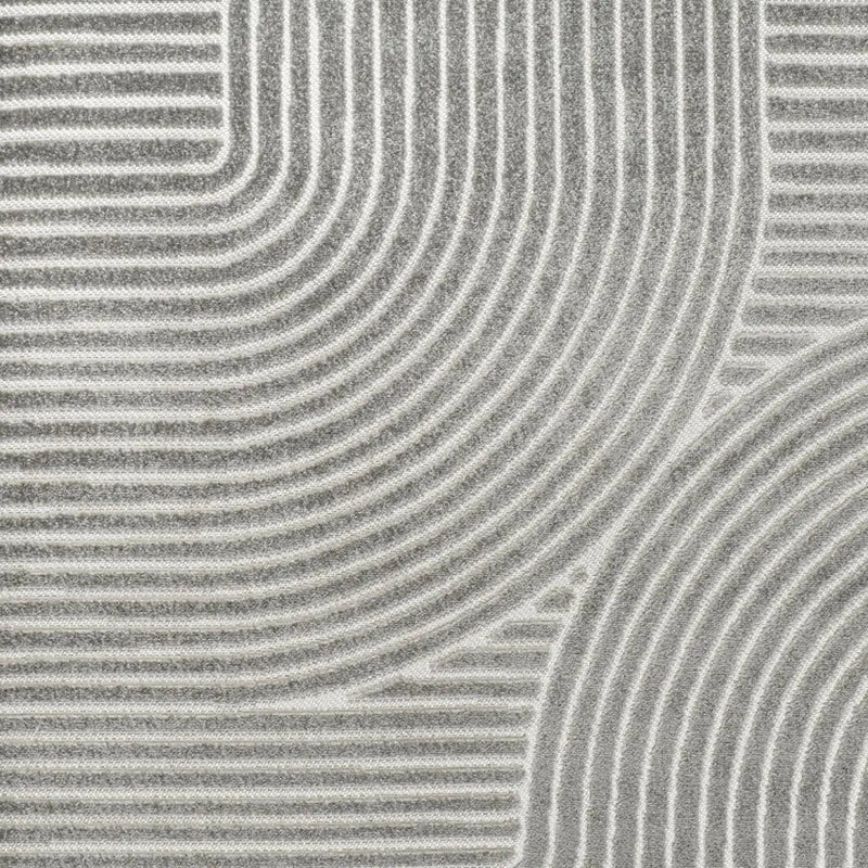 6' Gray And Ivory Square Striped Indoor Outdoor Area Rug Homeroots Outdoor