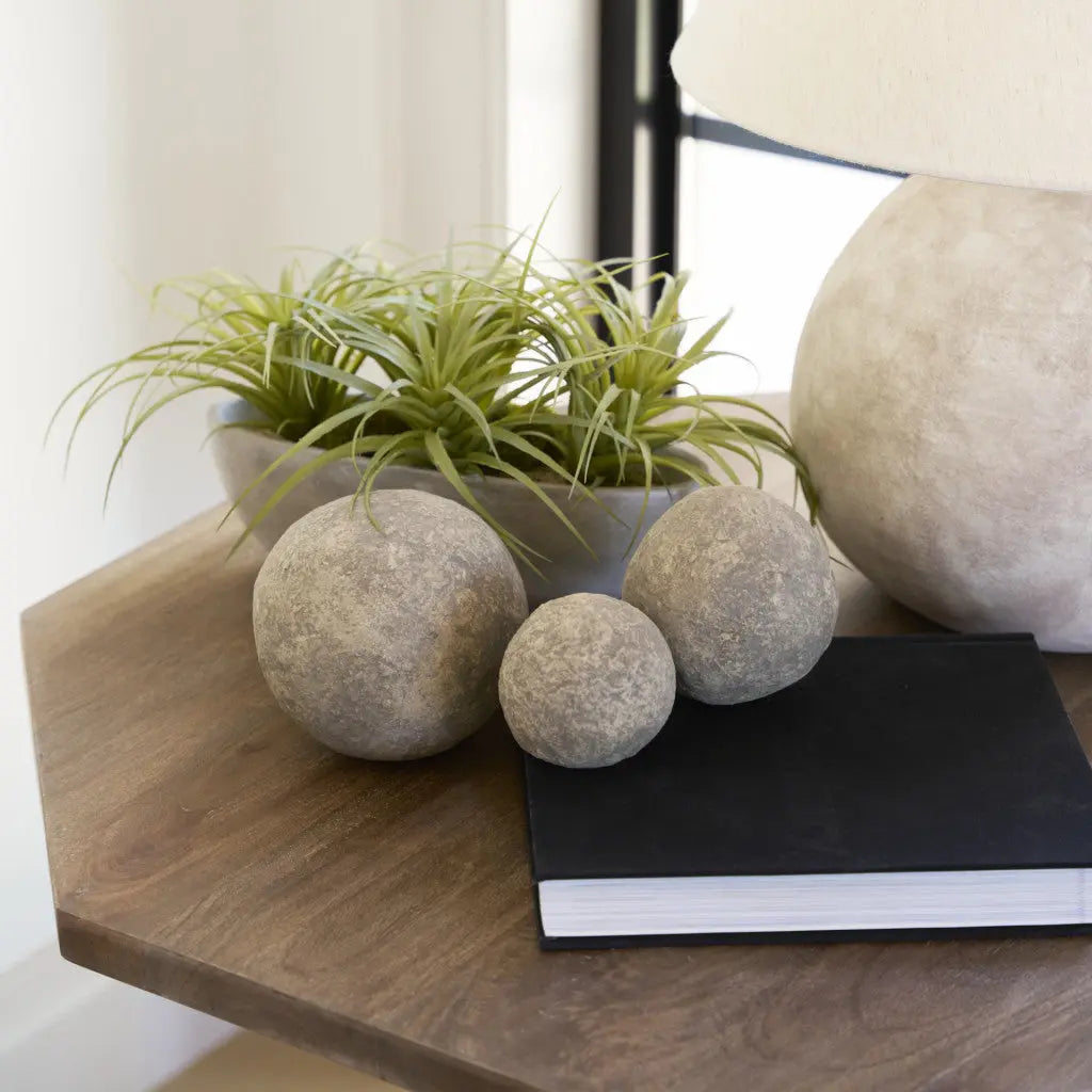 6" Gray Paper Sphere Tabletop Sculpture Homeroots Home Decor
