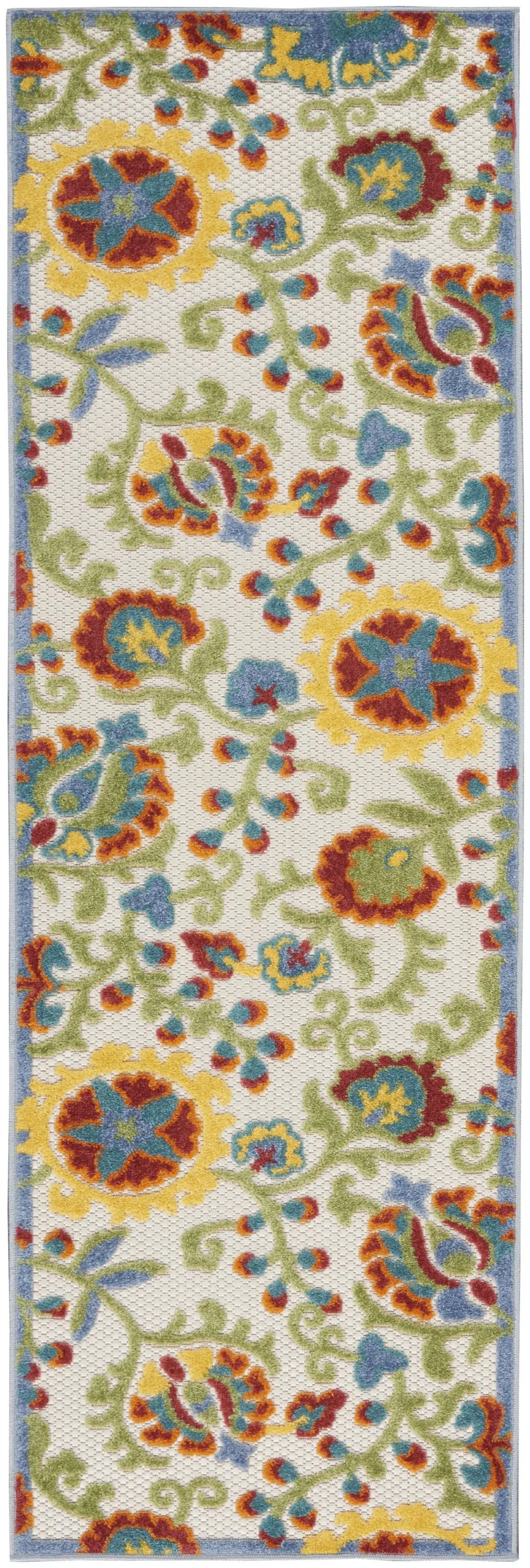 6' Green And Ivory Indoor Outdoor Runner Rug Homeroots Outdoor