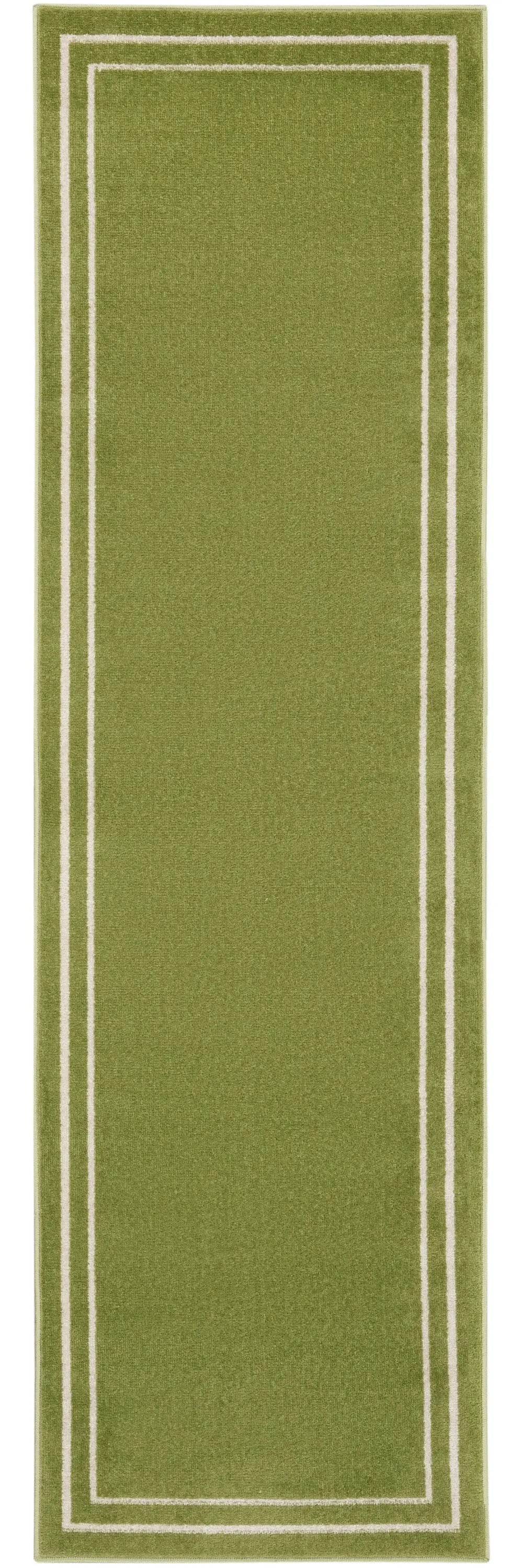 6' Green And Ivory Indoor Outdoor Runner Rug Homeroots Outdoor
