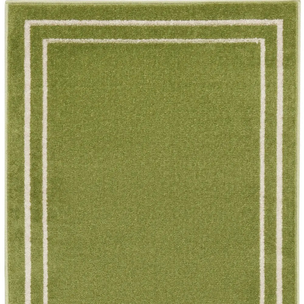 6' Green And Ivory Indoor Outdoor Runner Rug Homeroots Outdoor