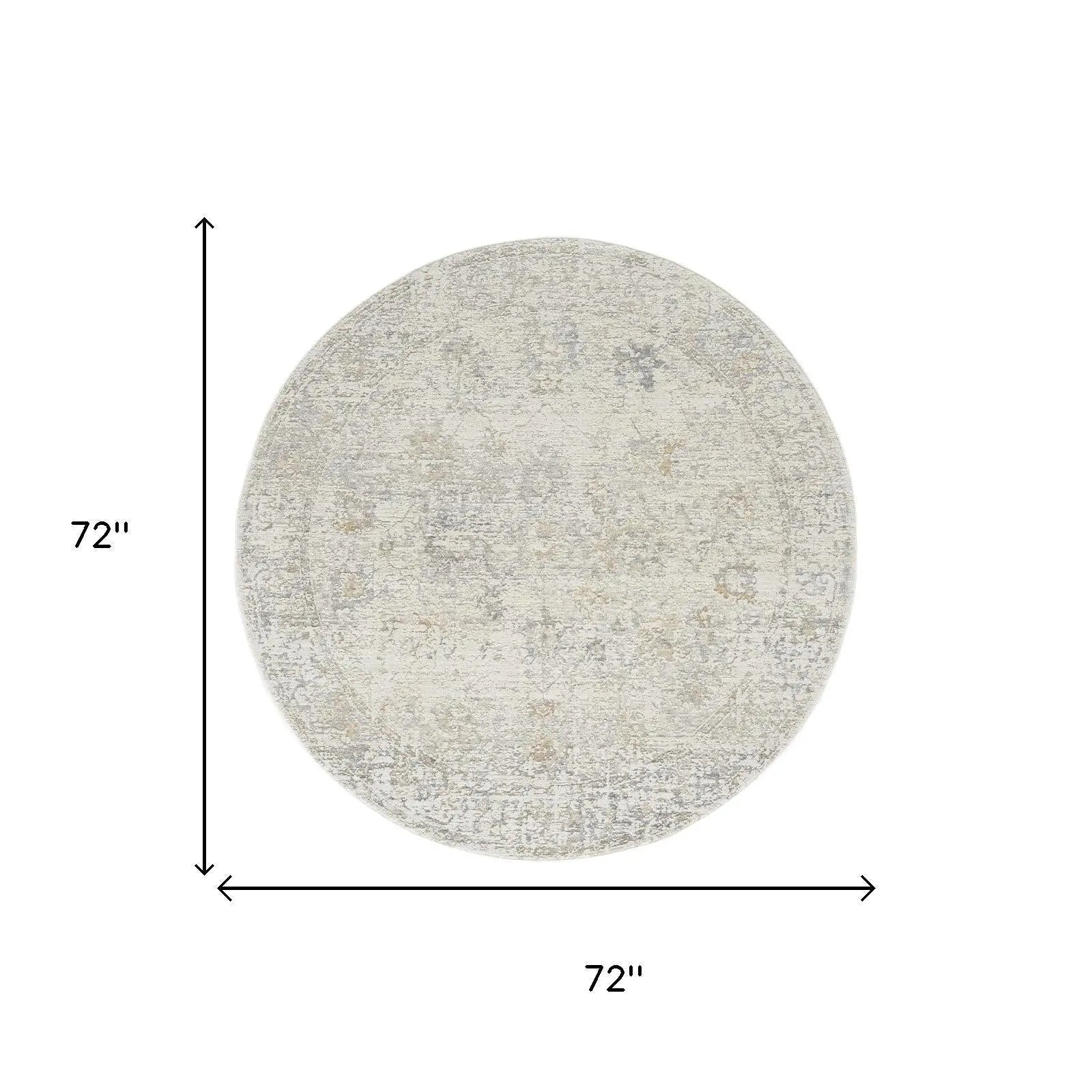 6' Ivory And Beige Abstract Round Rug Homeroots Home Decor