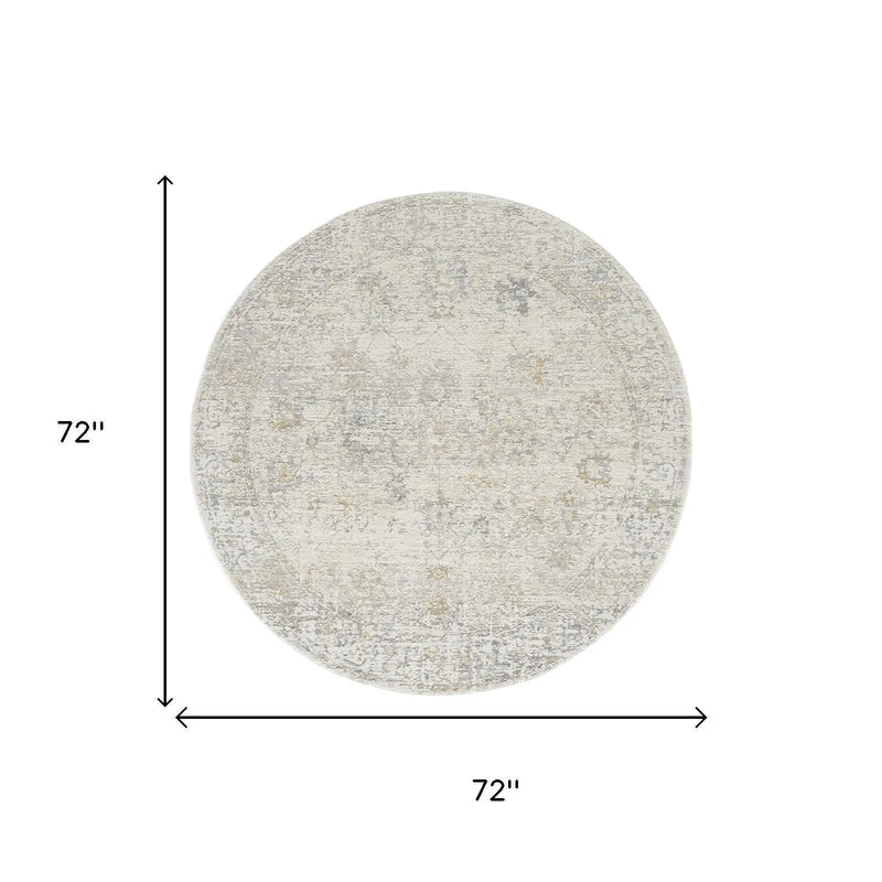 6' Ivory And Beige Abstract Round Rug Homeroots Home Decor