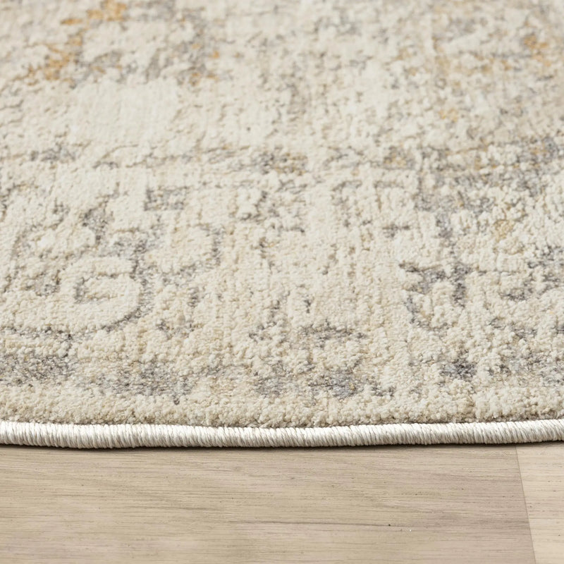 6' Ivory And Beige Abstract Round Rug Homeroots Home Decor