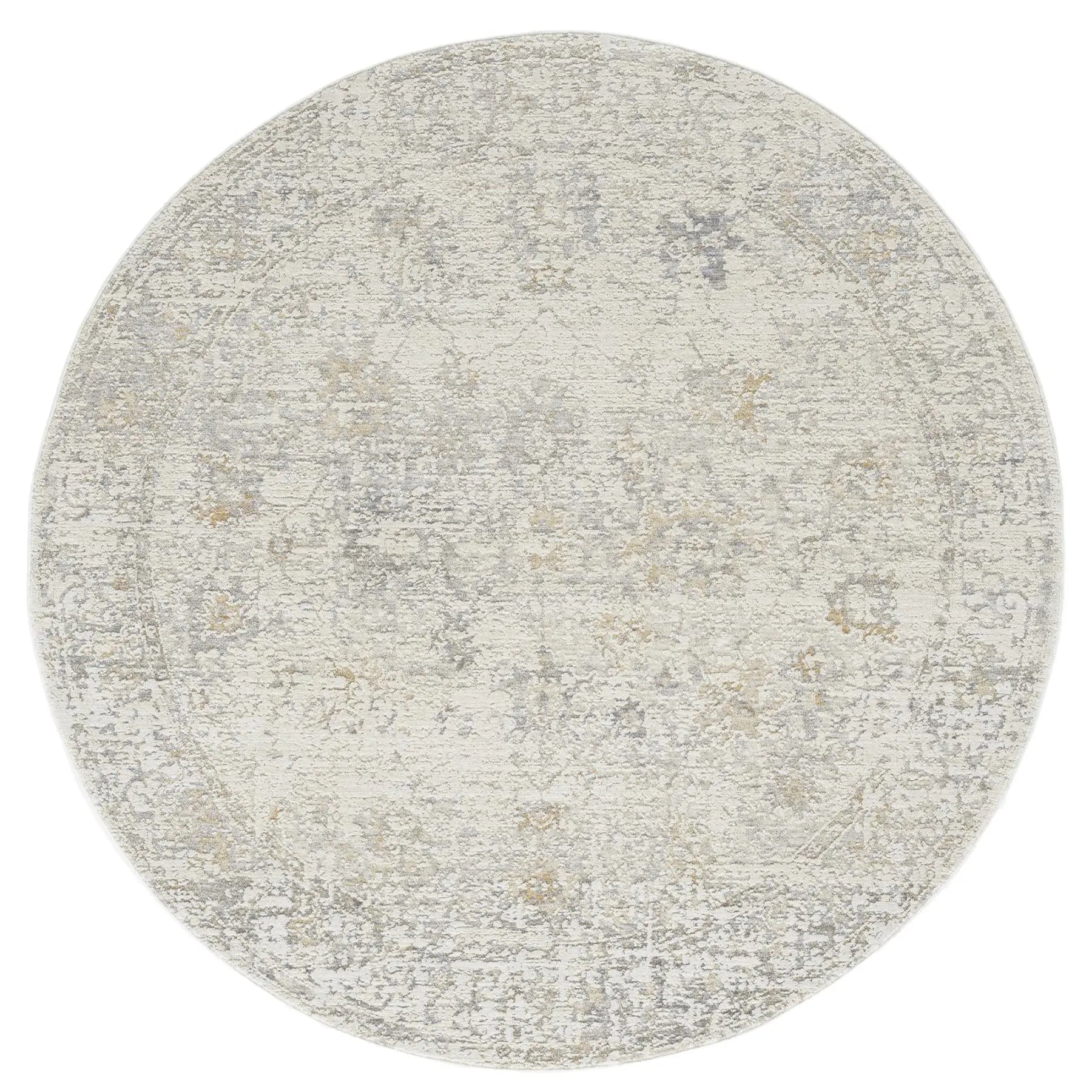6' Ivory And Beige Abstract Round Rug Homeroots Home Decor