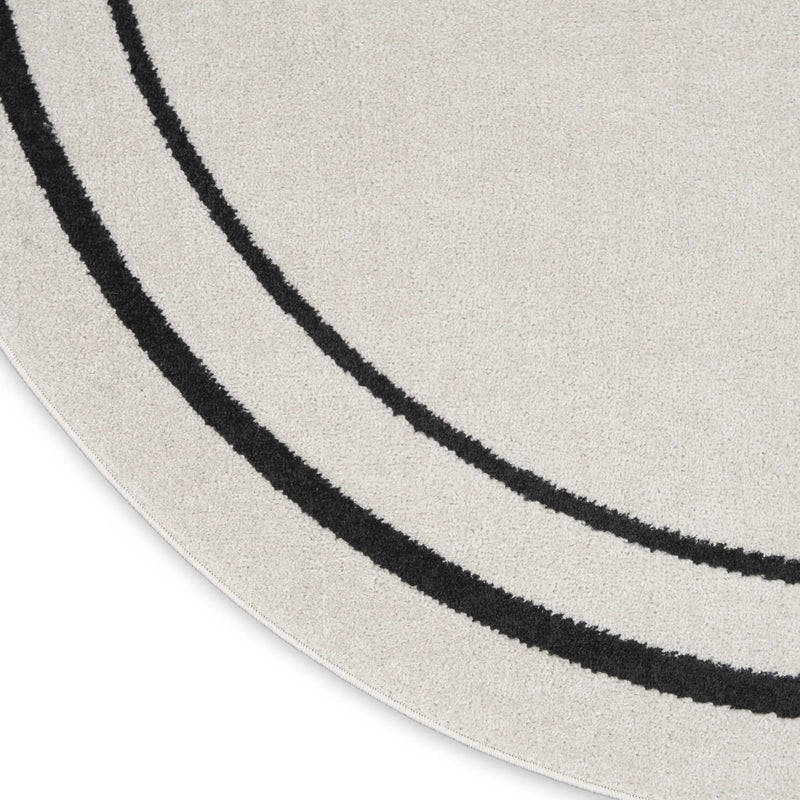 6' Ivory And Black Round Indoor Outdoor Area Rug Homeroots Outdoor