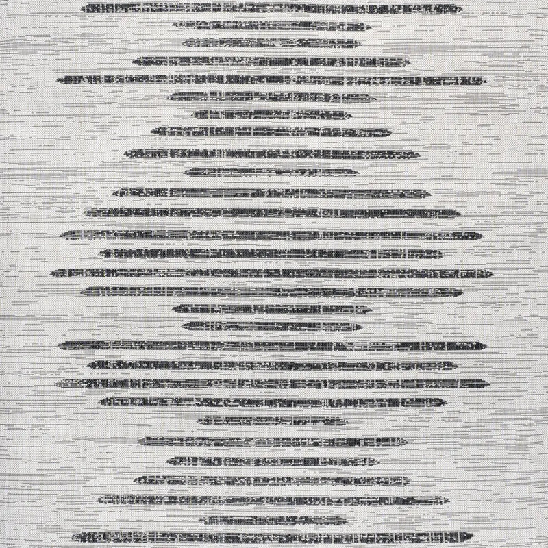 6' Ivory And Black Square Striped Indoor Outdoor Area Rug - GreatEagleInc