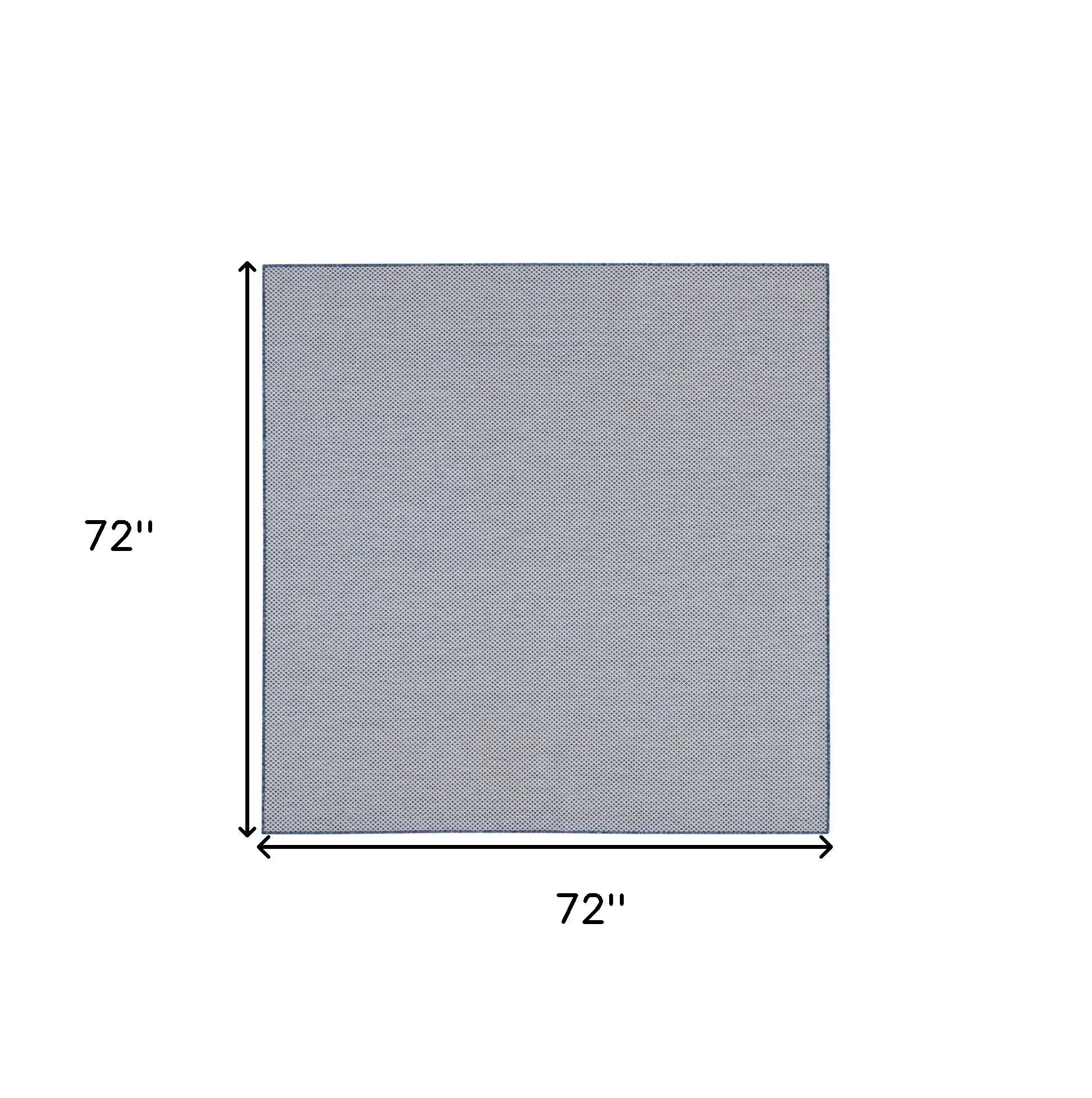 6' Ivory And Blue Square Geometric Indoor Outdoor Area Rug Homeroots Outdoor