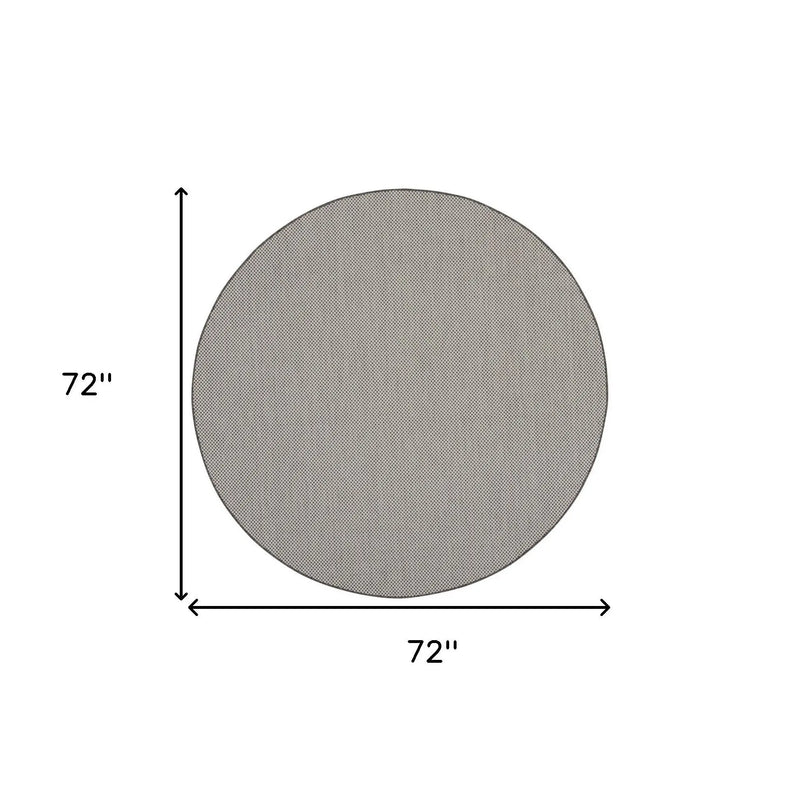 6' Ivory And Charcoal Round Geometric Indoor Outdoor Area Rug Homeroots Outdoor
