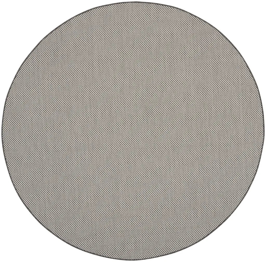 6' Ivory And Charcoal Round Geometric Indoor Outdoor Area Rug Homeroots Outdoor