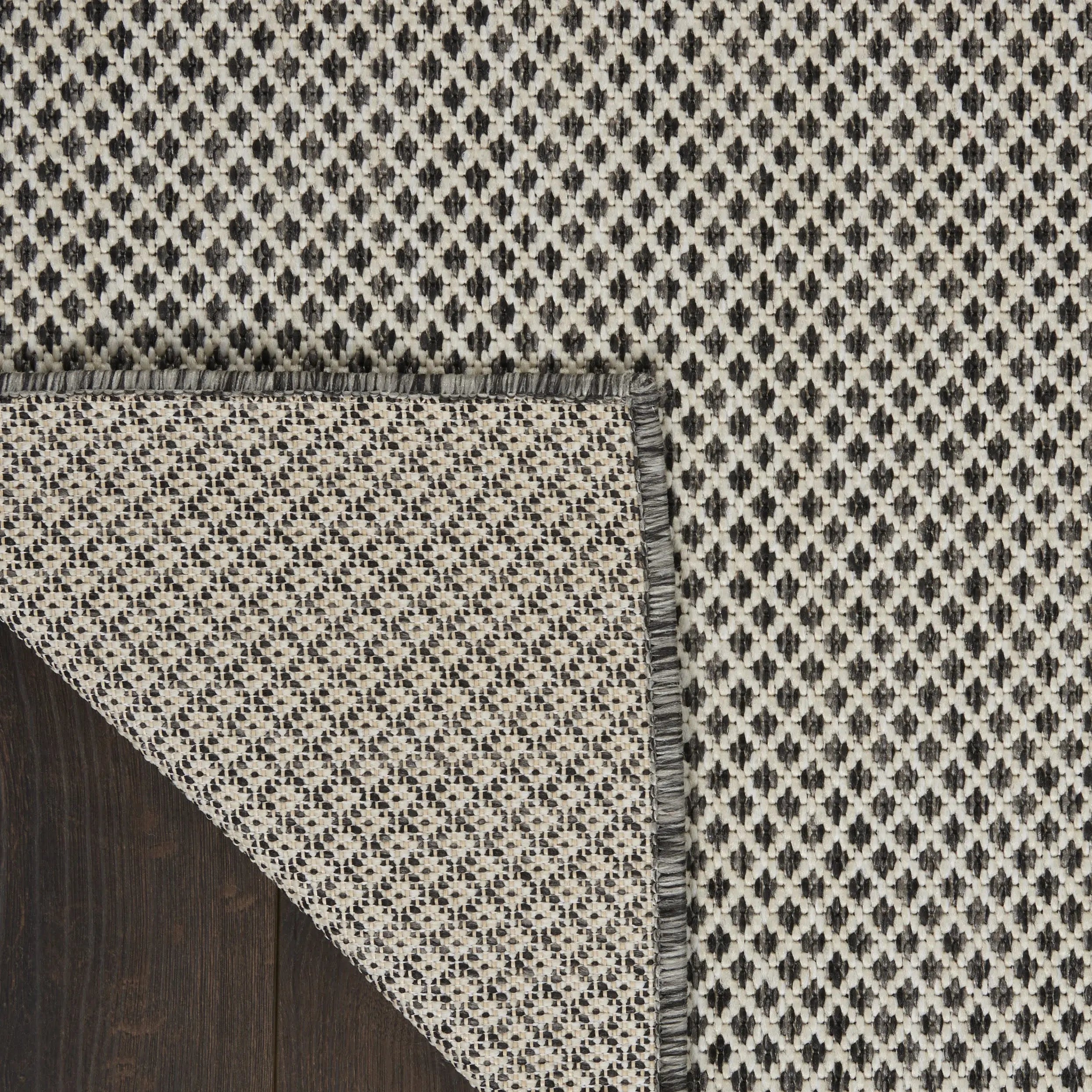 6' Ivory And Charcoal Square Geometric Indoor Outdoor Area Rug Homeroots Outdoor