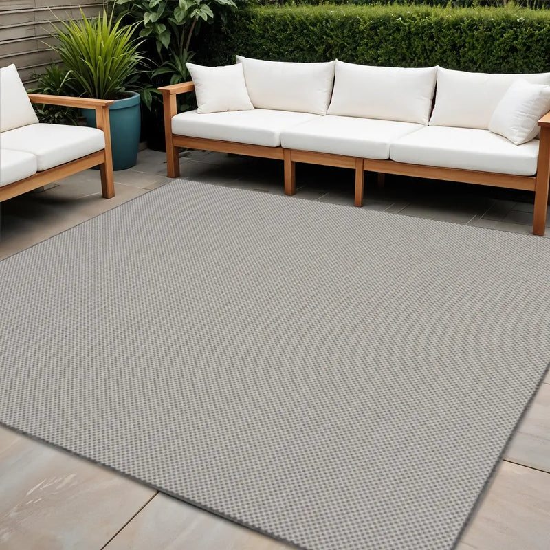 6' Ivory And Charcoal Square Geometric Indoor Outdoor Area Rug Homeroots Outdoor