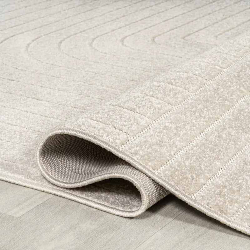 6' Ivory And Cream Round Striped Indoor Outdoor Area Rug Homeroots Outdoor