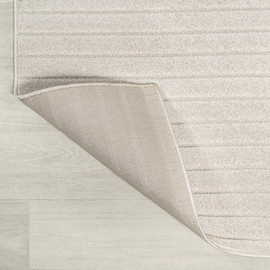6' Ivory And Cream Round Striped Indoor Outdoor Area Rug Homeroots Outdoor