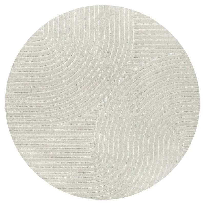 6' Ivory And Cream Round Striped Indoor Outdoor Area Rug Homeroots Outdoor
