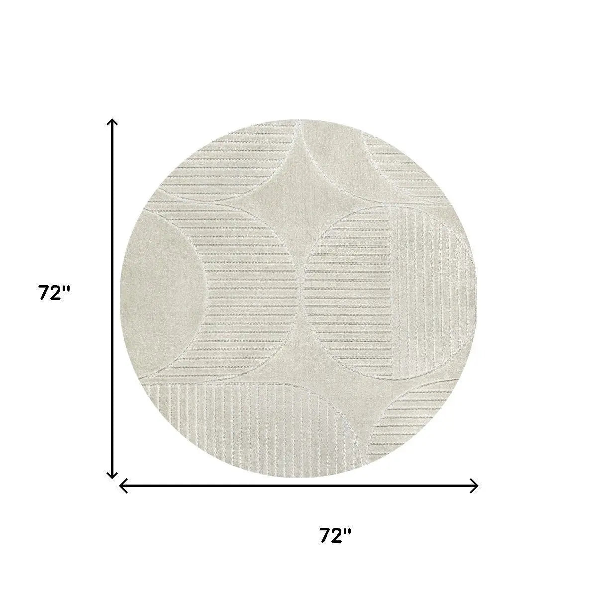 6' Ivory And Cream Round Striped Indoor Outdoor Area Rug Homeroots Outdoor