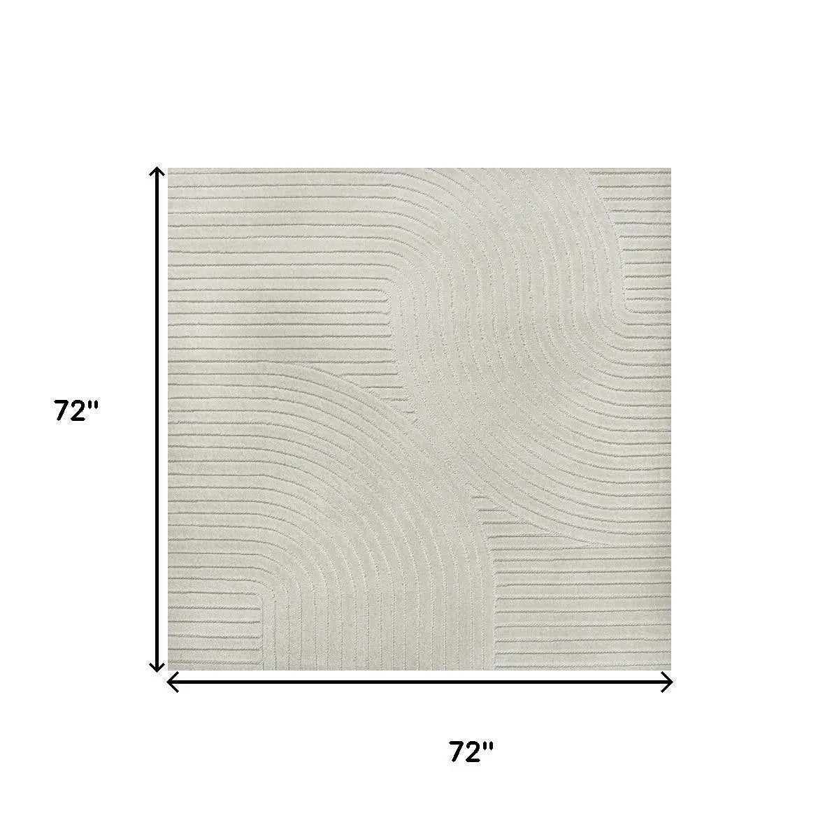 Beige geometric patterned area rug, 72"x72", crafted from durable synthetic materials, ideal for modern decor.