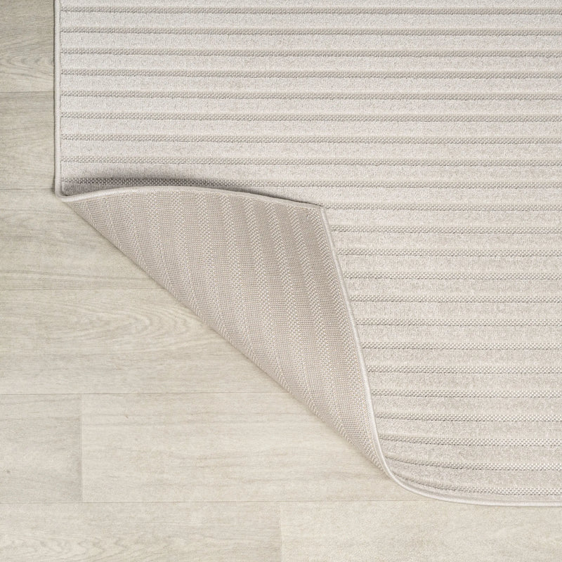 6' Ivory And Cream Square Striped Indoor Outdoor Area Rug Homeroots Outdoor