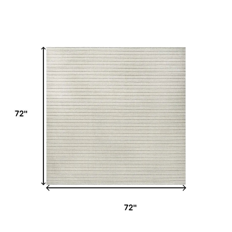 6' Ivory And Cream Square Striped Indoor Outdoor Area Rug Homeroots Outdoor